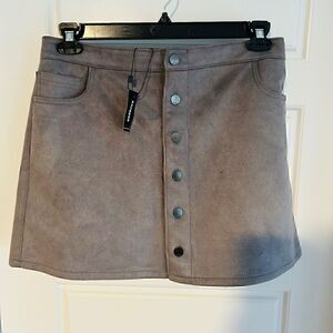 Express Suede Button up Mini Skirt